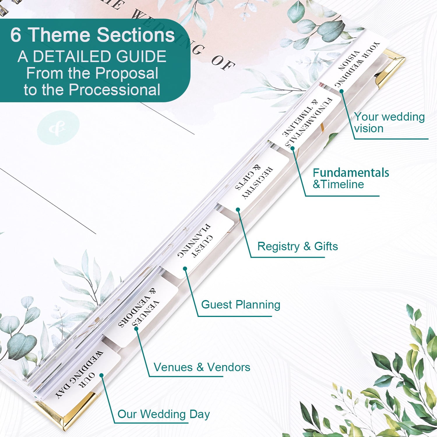 TJT Wedding Planner Book and Organizer, 188 Pages Wedding Planner Book, Bridal Planning Binder with Countdown Calendar, Bride Gifts
