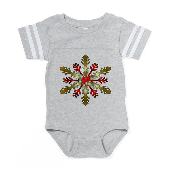 CafePress - Gold And Red Snowflake - Cute Infant Baby Football Bodysuit
