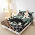 thumbnail image 4 of Feelyou Rustic Wildlife Bear Queen Sheet Sets, Checkered Buffalo Plaid Flat Sheet, Green Vintage Farmhouse Queen Fitted Sheet, Luxury Bedroom Decor, 4-Piece, 4 of 7
