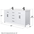 thumbnail image 5 of Wyndham Collection Beckett 66" Wood Double Bathroom Vanity in White/Black, 5 of 6