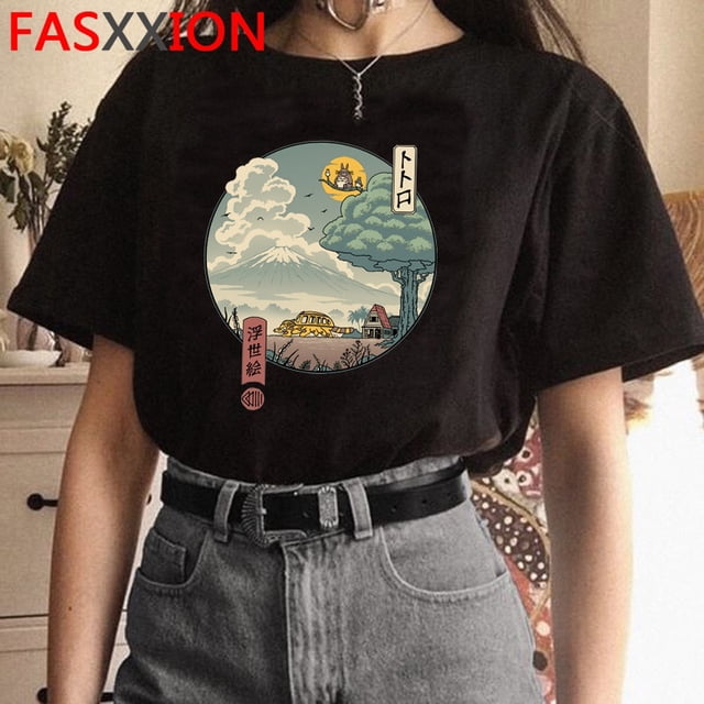 Totoro Studio Ghibli Verano top Camiseta Femenina streetwear harajuku Blanco ulzzang Blanca