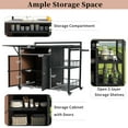 thumbnail image 3 of 64" Outdoor Kitchen Cabinets, Side Kitchen Storage Island with Foldable Side Tabletop and Rack, Wicker Outdoor Grill Cart with 2 Doors for BBQ, Patio, Backyard, Dark Brown, 3 of 7