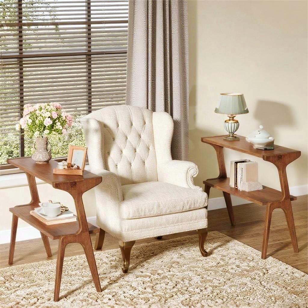Fnova End Table Narrow Side Tables Modern Wooden Sofa Table with Storage Shelf, Farmhouse Bedside Table, Easy Assembly, Corner Table, Drink Table for Living Room, Bedroom, Nightstand