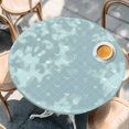 thumbnail image 4 of Round Table Cover 45-54 Inch Teal Blue Halloween Waterproof Reusable Table Cloth Round Fitted Vinyl Tablecloth with Elastic Edged for Parties Outdoors, Checkered Bat Bow, 4 of 9