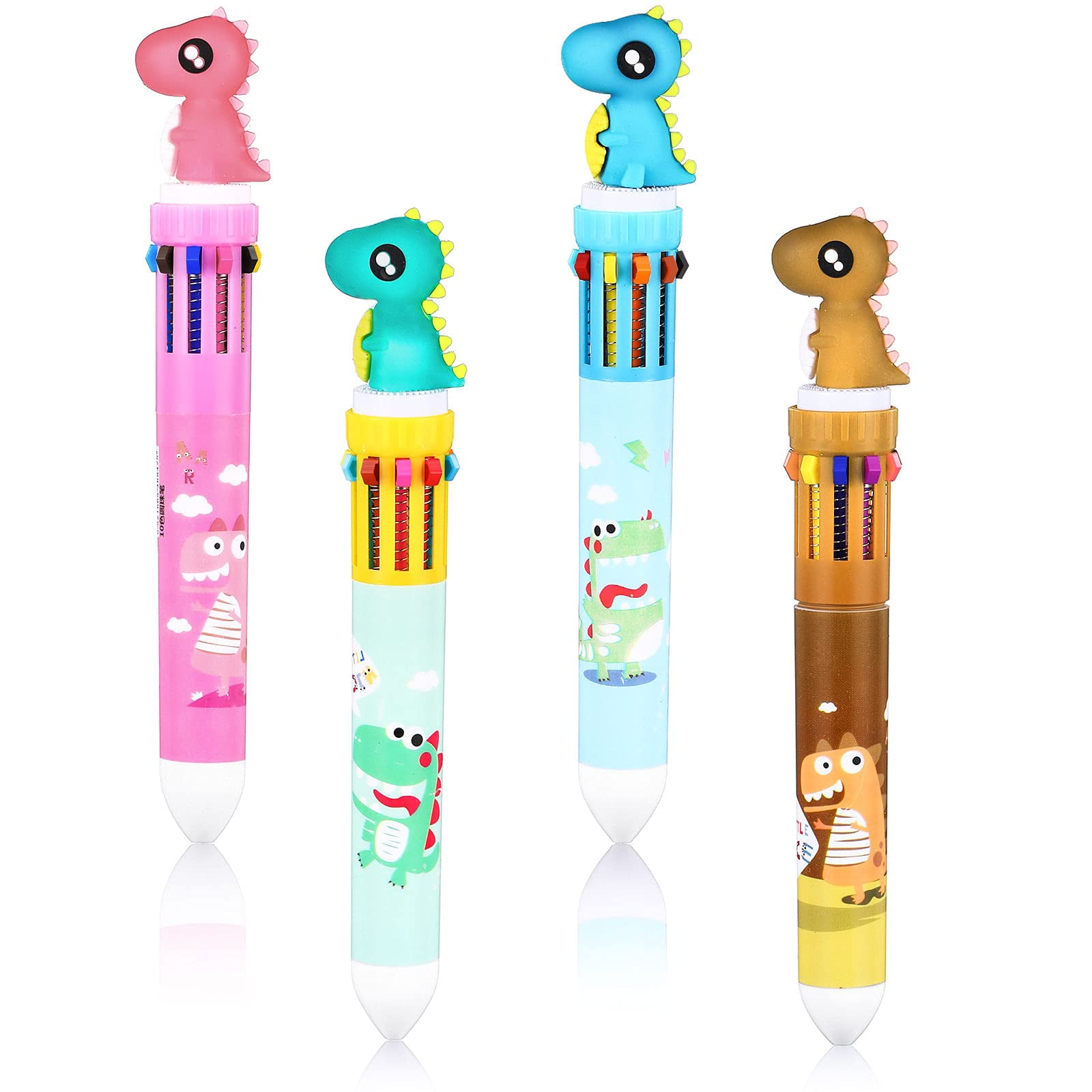 RETON 9PCS Multicolor Cute Ballpoint Pens, 10-in-1 Fun Cartoon Colored  Shuttle Pens Dinosaur Rabbit Crown Ball Design for Kids Office School  Supplies Party Gifts (0.5mm) 