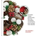 thumbnail image 6 of Northlight White Wooden Rose, Pine Cone and Berry Artificial Christmas Wreath, 10-Inch, Unlit, 6 of 6