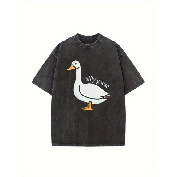 Spooky Goosey Graphic Tee Vintage Halloween T-Shirt Top Casual Short Sleeve Cotton Shirt White S-5XL