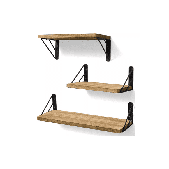 3 Repisas Flotantes Madera Minimalista Muebles Hogar Decorar Marrón Claro