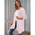 thumbnail image 5 of Women'S Three-Quarter Sleeve Casual Open-Front Jacket, Fashionable Front-Opening Light Coat Pink XXL, 5 of 9