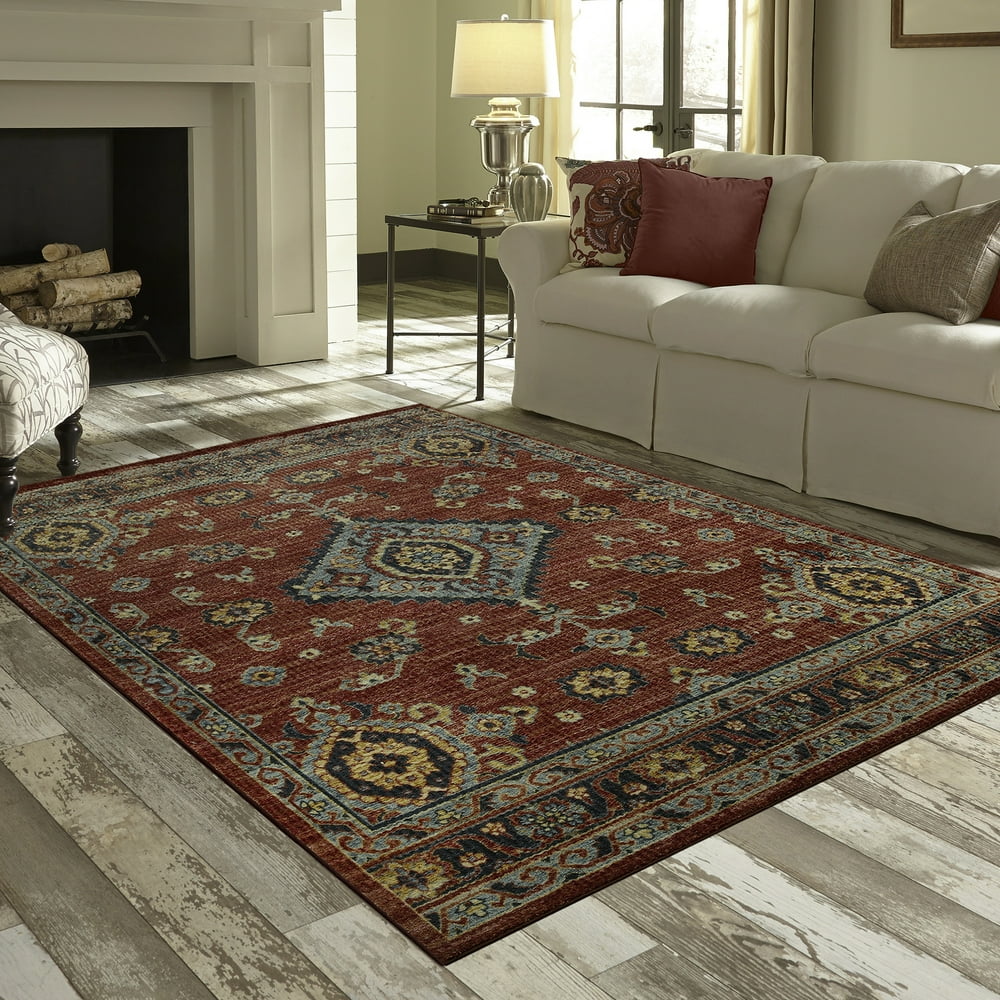 Mainstays Rustic Multi Persian Medallion Print Area Rug or Runner, Red