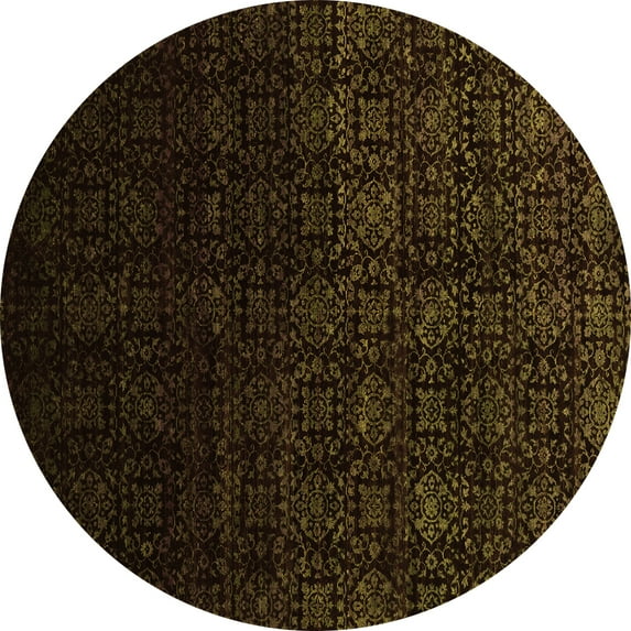 Ahgly Company Indoor Round Abstract Orange Contemporary Area Rugs, 4' Round