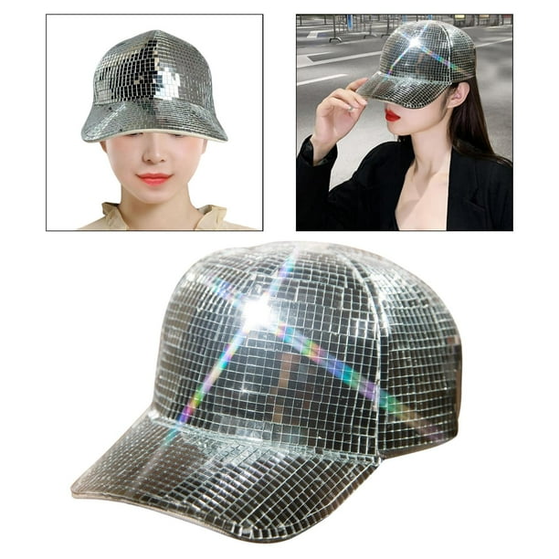 Sombrero de espejo de bola de discoteca perfecl Accesorios de cumpleaños Gorra con visera Tamaño 25 cm x 16 cm x 12 cm