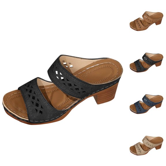 ATENAR Sandals for Women Outdoor Comfortable Womens Sandals Slide Shoes Women Black 7.5