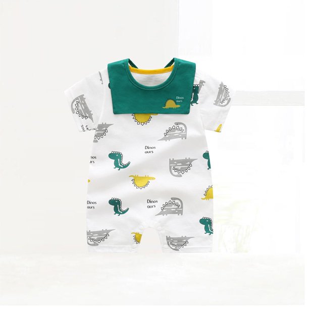 Luckycandy Ropa De Bebé Recién Nacido Mameluco Mono 0-18 Meses Algodón Verano De Manga Corta Con Babero