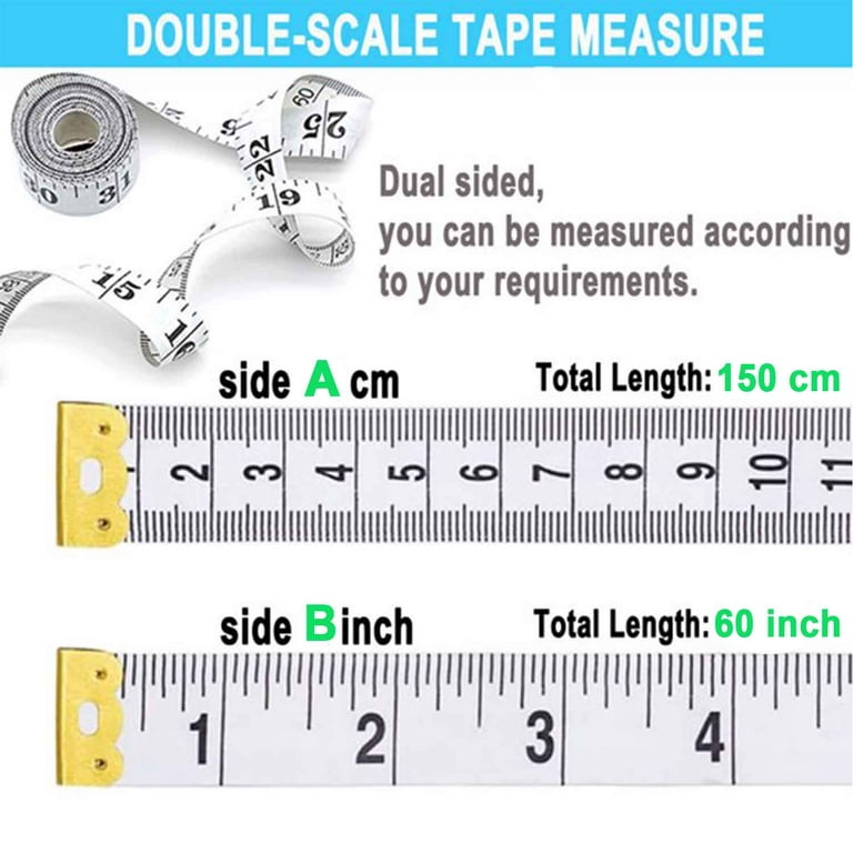 AKOAK 3 Count 300cm/120 Inch Double-Scale Soft Tape Measuring