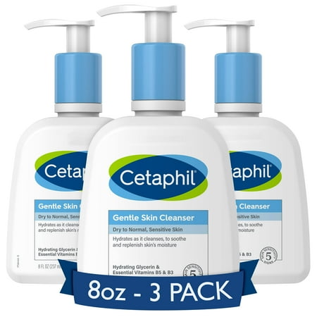 Cetaphil Face Wash Hydrating Gentle Skin Cleanser For Dry To Normal Sensitive Skin New 8 Oz 3 Pack Fragrance Free Soap Free And Non-Foaming.