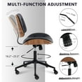 thumbnail image 6 of Home Office Desk Chair with Wheels, Adjustable Height Armless Office Chair, PU Leather Mid Back 360° Small Computer Chair, Modern Walnut Chair No Arms for Office, Reading Meeting Room(Black), 6 of 8