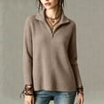 thumbnail image 4 of Dolkfu Knitted Fabric Fall Winter Tops for Women 2026 Zip Mock Neck Minimalist Long Sleeve Brown Zip-Up Sweaters Solid Refined Sweaters Brown,Xxl, 4 of 6