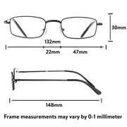 Equate Jordan Value 2-Pack Unisex Rectangular Reading Glasses with Case, Black/Gunmetal, +2.50