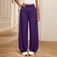 thumbnail image 2 of Adeawade Pants For Girls Wide Leg Pants Elastic Waist Solid Color Trousers Solid Color Comfortable Everyday Bottoms Sweet Clothes Pink M, 2 of 5