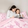 thumbnail image 4 of jejeloiu Pink Bowknot Bow 7-Piece Twin Bedding Sets,Cute Bowtie Ribbon Bedding Comforter Set For Girls Women Reversible, 4 of 7