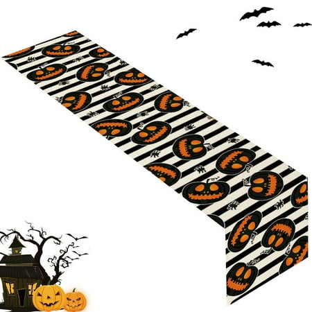 

Fovolat Halloween Table Runner Decoration Halloween Pumpkin Haunted House Washable Polyester Table Runner Halloween Kitchen Dining Table Decorations Party Supplies Decor improved