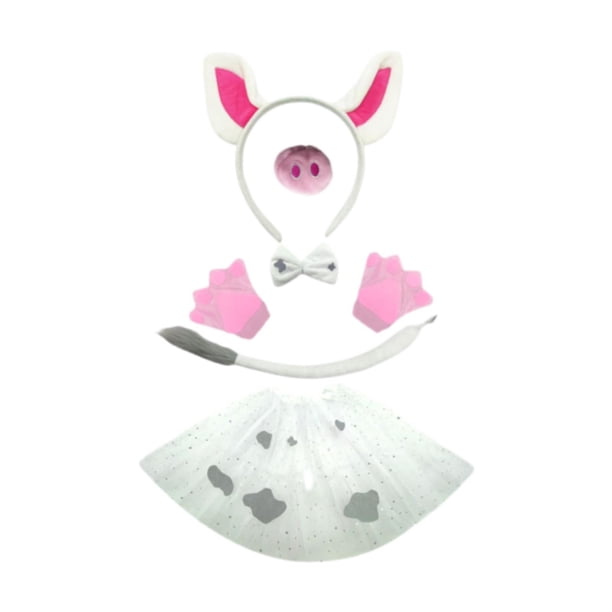 Orejas y cola de cerdo, peluche adorable para juegos de rol y cosplay, ideal para regalos, fiestas y ocasiones especiales. Juego de 6 guantes rosas