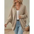 thumbnail image 6 of Womens Oversized Soft Knit Cardigan Sweater with Pockets Khaki M, 6 of 8