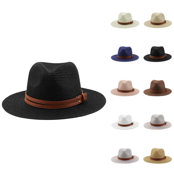 Straw Fedora Sun Hats for Women – Breathable Wide Brim Summer Hat, Floppy Packable Beach Hat UV Protection for Travel, Outdoor Vacation, Pool, and Gardening