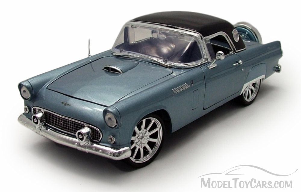1956 Ford Thunderbird, Gray With Black Roof - Motormax Custom Classics  79005 - 1/18 Scale Diecast Model Car
