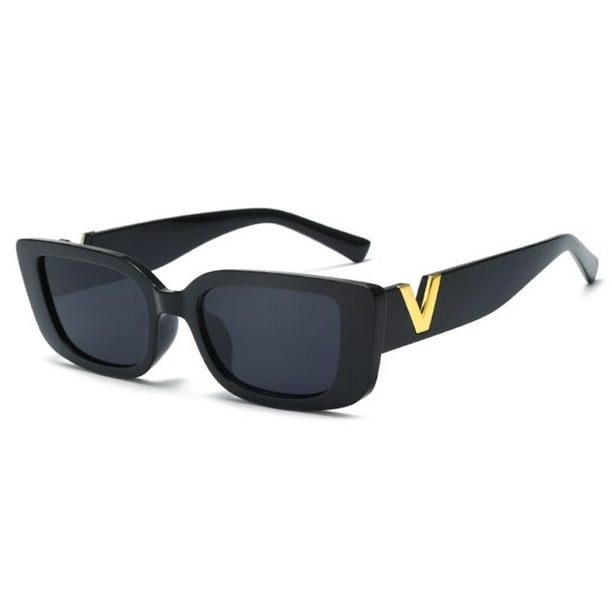 Gafas de sol rectangulares de marca de lujo para mujer, anteojos de sol con montura pequeña Vintage, gafas cuadradas negras clásicas para mujer