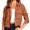 Brown, variant on Turn0Down Collar Women Long Sleeve Casual Button Crop Jacket Drawstring Short Coat