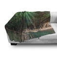thumbnail image 3 of Aurora Borealis Soft Flannel Fleece Throw Blanket, Snowy Frozen Road Path Between Leafless Trees Finland Park, Cozy Plush for Indoor and Outdoor Use, 70" x 90", Jade Green Brown White, by Ambesonne, 3 of 6