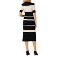 thumbnail image 3 of INSPIRAR CHIC Vestidos de Punto a Rayas para Mujer, Manga Corta, Vestido de Suéter Acanalado, S Negro Blanco, 3 of 4