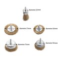 thumbnail image 4 of Juego de 5 accesorios para taladro con cepillo de alambre recubierto de latón para limpiar óxido, vástago hexagonal compatible con destornillador de impacto, 4 of 5