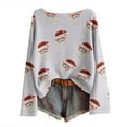 thumbnail image 5 of Hauts, T-Shirts et Chemisiers pour Femmes Décontractés à Imprimé de Noël, T-Shirt à Col Rond, Chemise à Manches Longues, Chemisiers Grande Taille pour Femmes, Blanc, G, 5 of 5