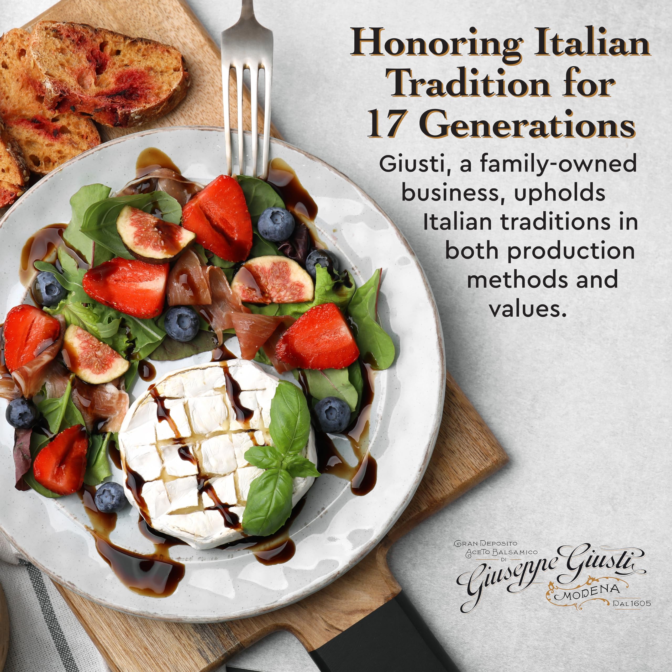 Giusti Organic Balsamic Vinegar of Modena IGP, Matured & Balanced Authentic Italian Aceto Balsamico from Italy, 1 Silver Medal – 8.45 fl oz (250 ml) - Pack of 1