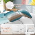 thumbnail image 2 of 3 Piece Teal Brown Ombre Duvet Cover Set Queen Size, Microfiber Comforter/Quilt Cover with Corner Ties and 2 Pillowcases, Vintage Country Wooden All Season Soft Bedding with Zipper Closure, 2 of 8