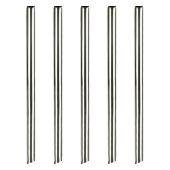 Unique Bargains 5Pack 8.5' Bevel End Stainless Steel Straws Reusable Metal Straw, Silver