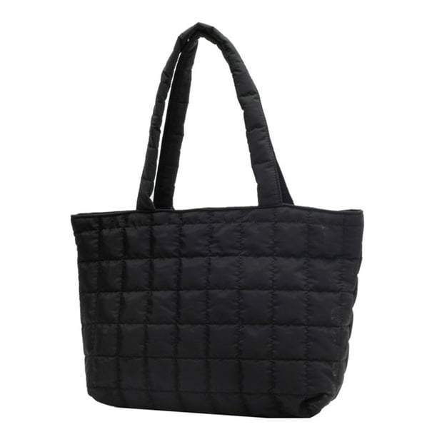 Bolso Hombro para Mujer Otoño Invierno Bolso Acolchado Con Asa Superior Con Patrón Rombos (negro)