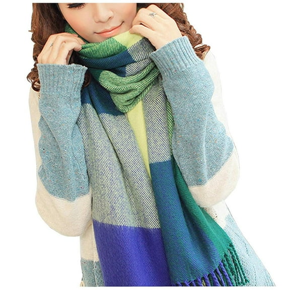 Ksopiavobs Women's Long Plaid Blanket Chunky Oversized Winter/Fall Warm Scarf Big Tartan Scarves Wrap Shawl
