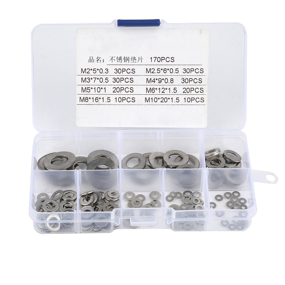 Flat Washer Assortment Set, Stainless Steel Flat Washer With Box For Hardware