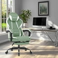 thumbnail image 2 of Misolant Gaming Chair, Fabric Gamer Chair with footrest for Adults, High Back Ergonomic Computer Game Chair with Adjustable Headrest and Massage Lumbar Support, 90-155° Recline Free, Green, 2 of 6