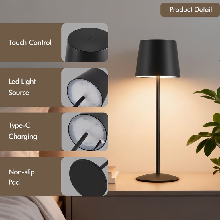 NATYSWAN Modern LED Desk Lamps 2-Pack, Rechargeable photo 4