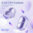 thumbnail image 2 of Purple Heart Wireless Earbuds for Girls Kids, Cute Mini Tiny Small Invisible Earbuds Wireless Bluetooth for Small Ears Canals Women Rose Gold Kawai Blue Tooth Ear Buds for iPhone Android, 2 of 7