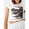 thumbnail image 6 of Michellecmm Women Short Sleeve T-Shirts Fruit/Floral/Star Print Round Neck Shirts Summer Casual Slim Fit Tops Streetwear, 6 of 8