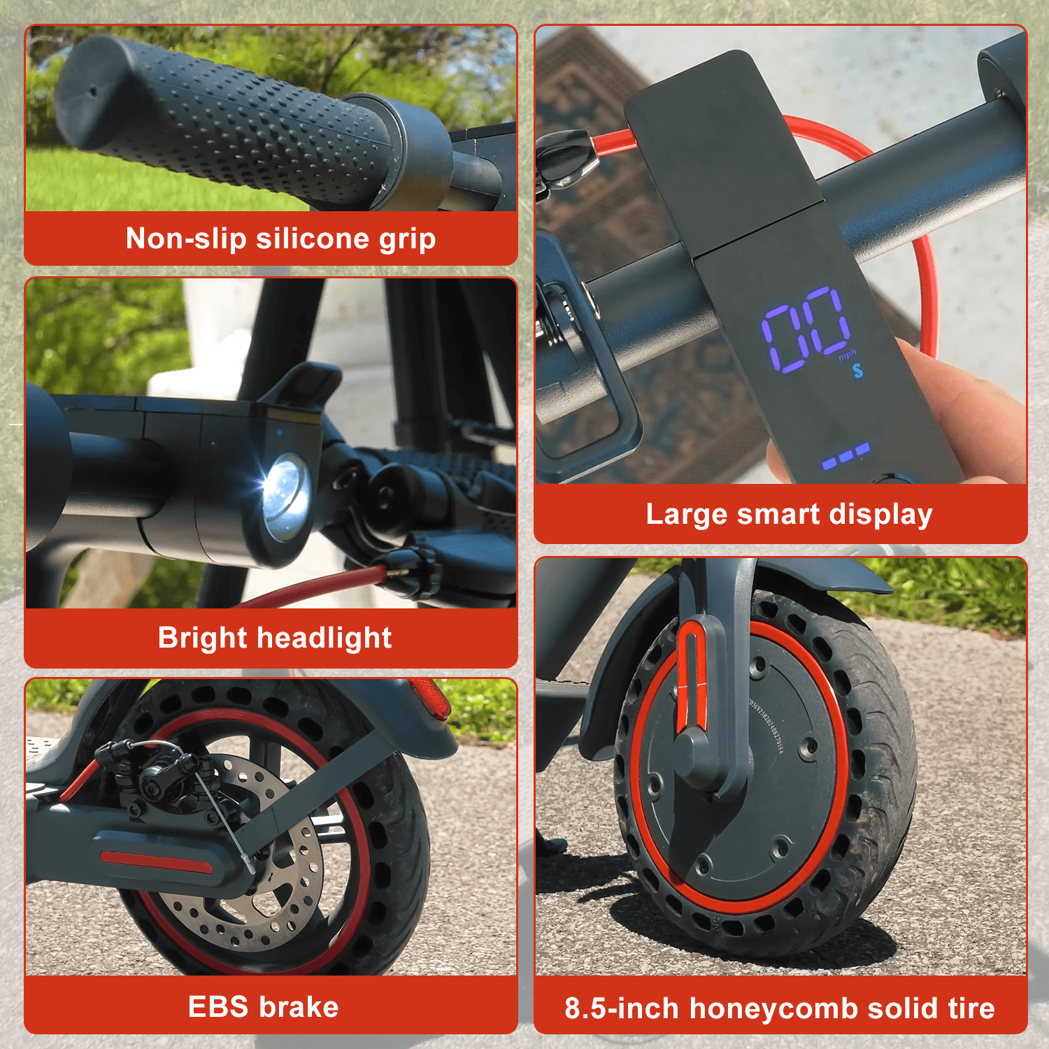 OBX OBX 350W Electric Scooter for Adults: 18 MPH, 16 Mile Range, 8.5" Solid Tires, Foldable Portable E-Scooter for Commute,UL Certified