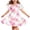 E003-Pink, variant on Girls Summer Floral Short Sleeve Dress Round Neck Crisscross Back Tie Soft Casual Daily Sundress for 5-15 Years