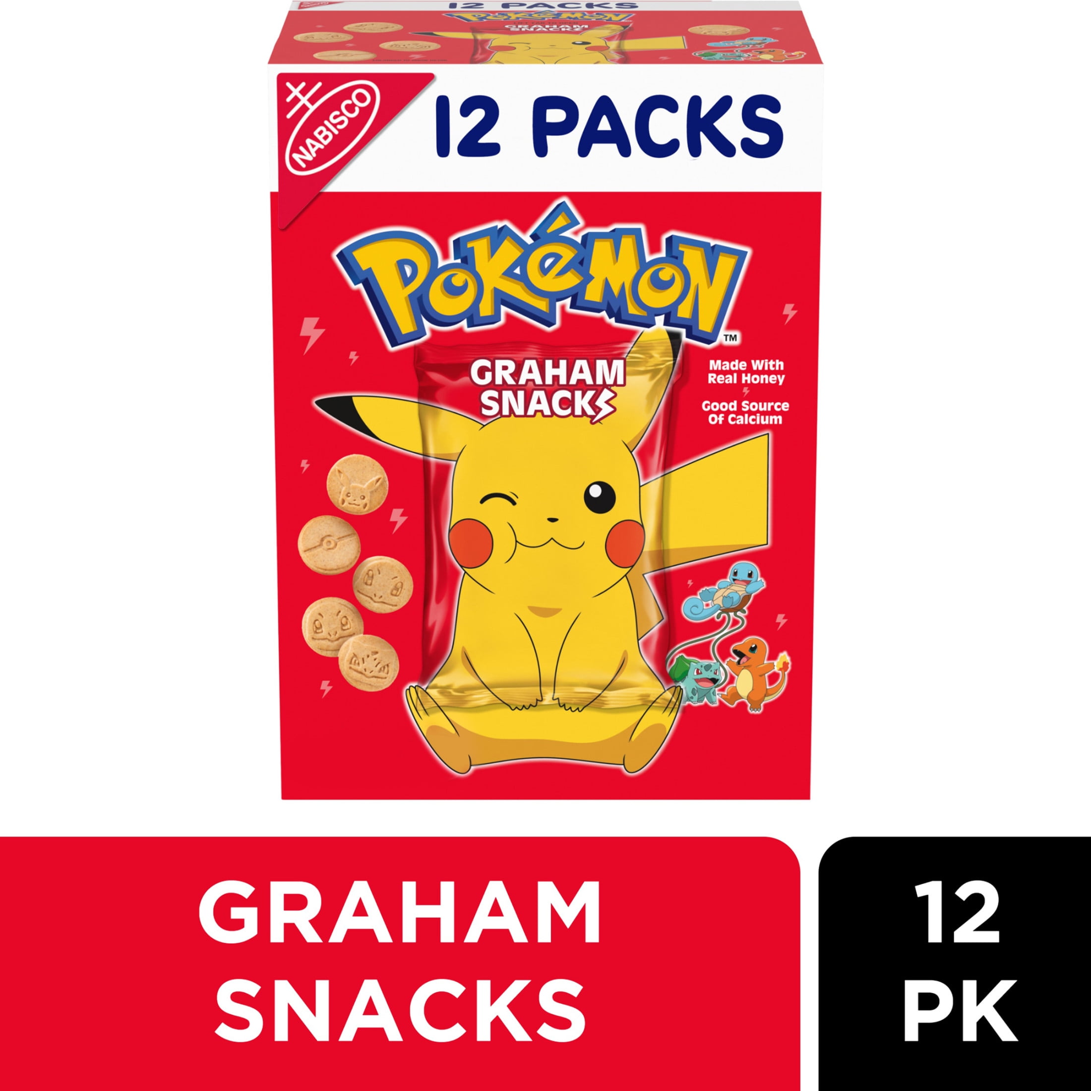 Nabisco Pokemon Graham Snacks, Graham Cracker Snack Cookies, 12 Snack Packs