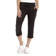 Eddie Bauer Women's Stretch Soft Cotton Blend Elastic Waistband Capri Pants (Black, L)